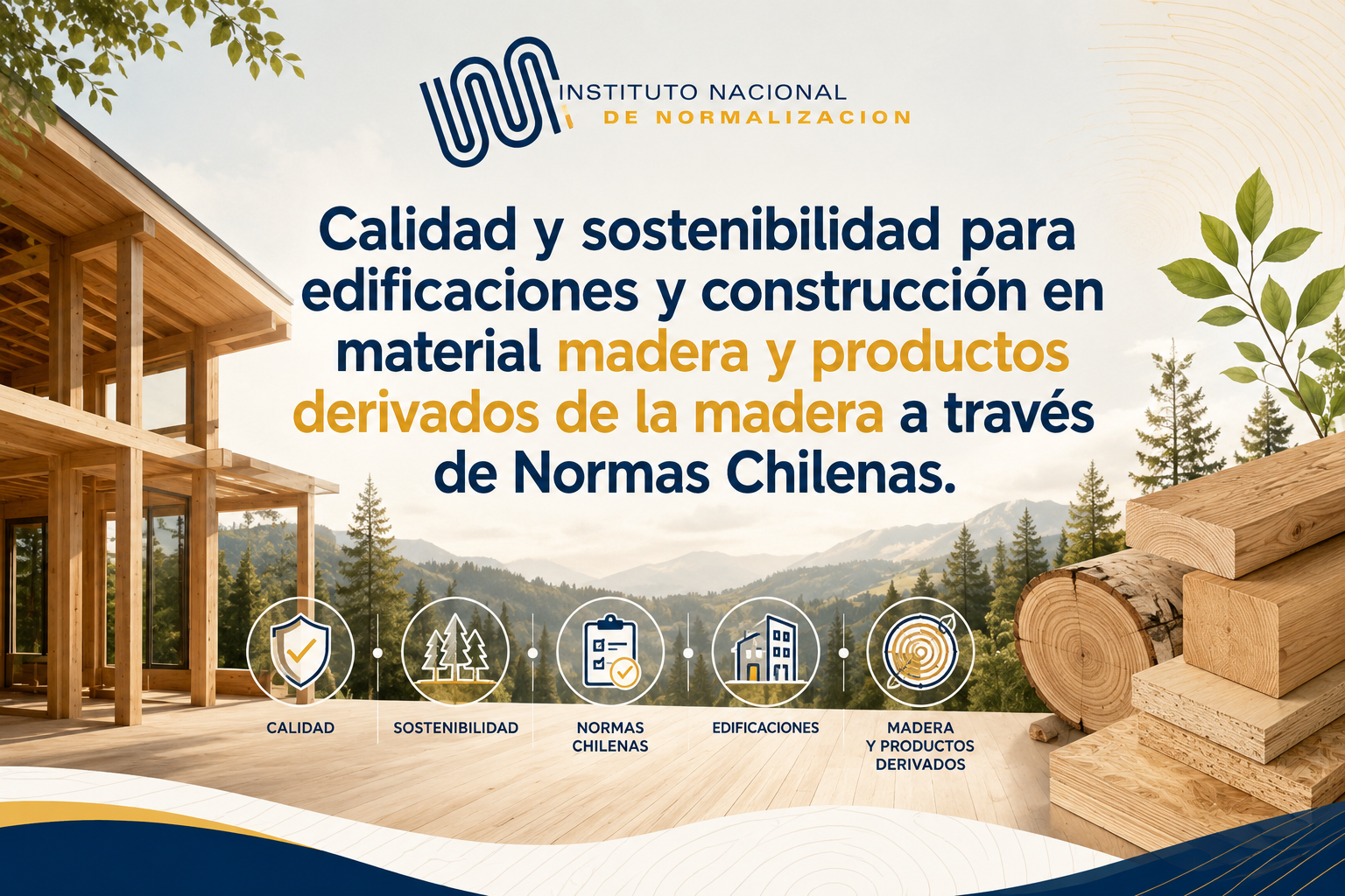 Calidad y sostenibilidad para edificaciones y construcción en material madera y productos derivados de la madera a través de Normas Chilenas