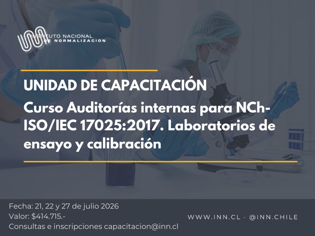Curso "Auditorías internas para NCh-ISO/IEC 17025:2017. Laboratorios de ensayo y calibración"